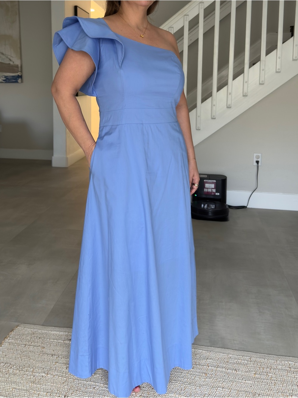 One-Shoulder Blue Dress
